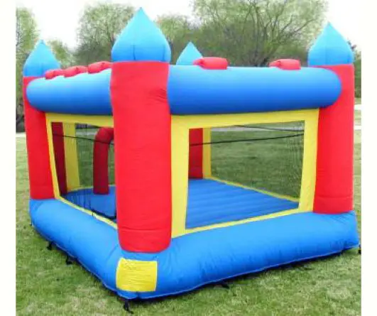 Red and blue inflatable play structure
