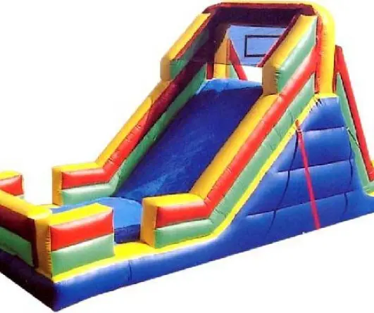 Brightly colored inflatable slide