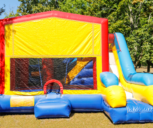 Colorful bouncy castle outdoors